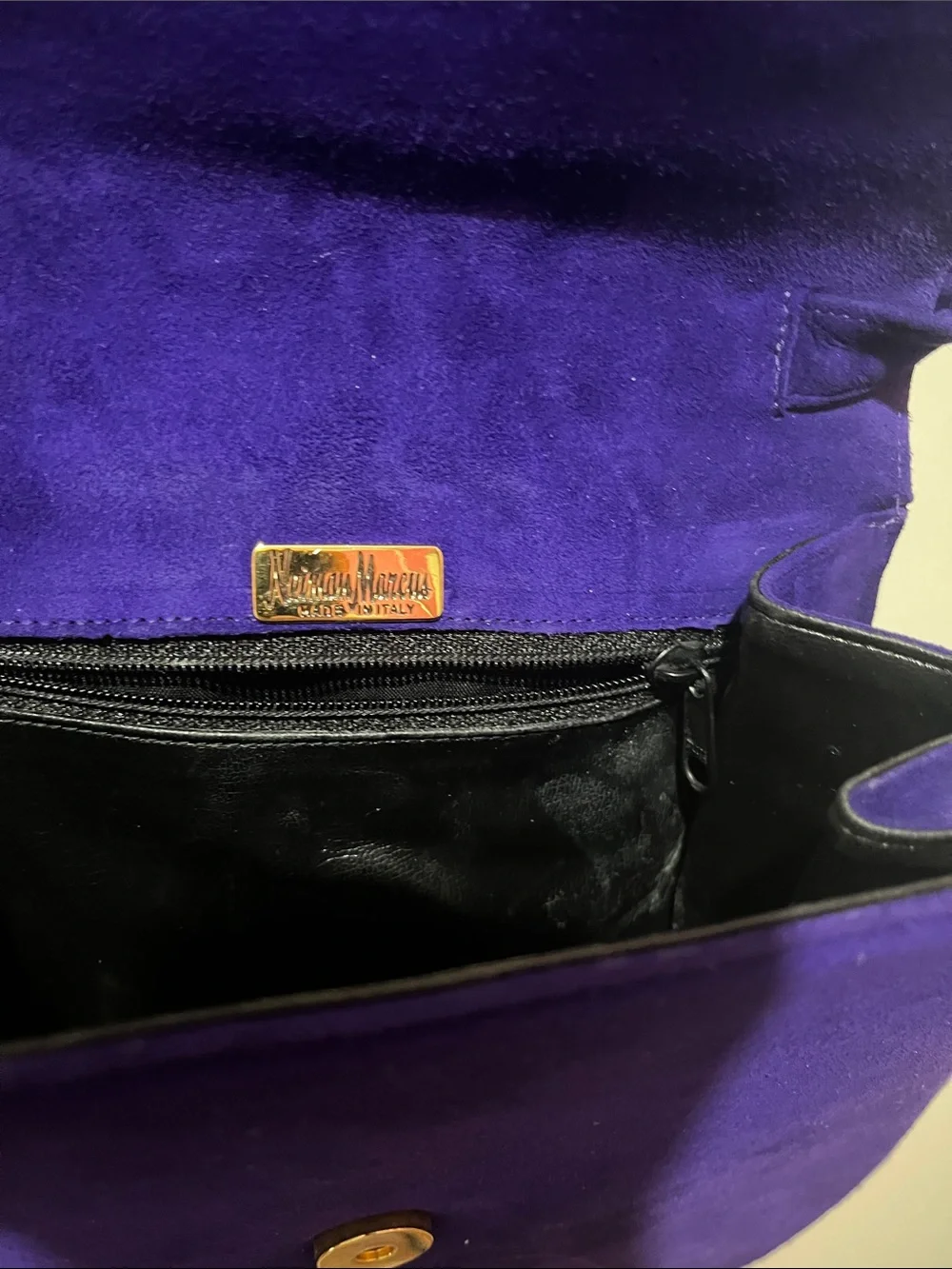 Neiman Marcus Deep Purple Suede Crossbody Bag